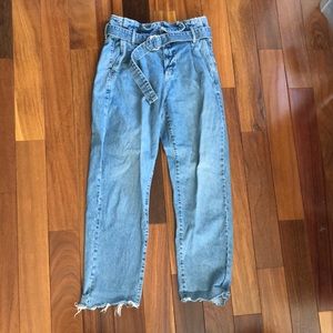 Garage high waisted belted mom jeans